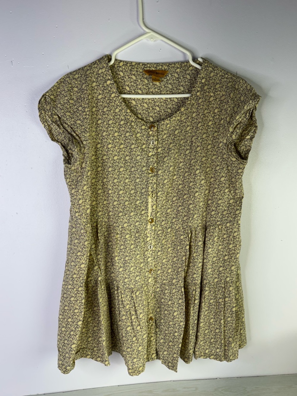 April Cornell Yellow Floral Button-Front Tunic